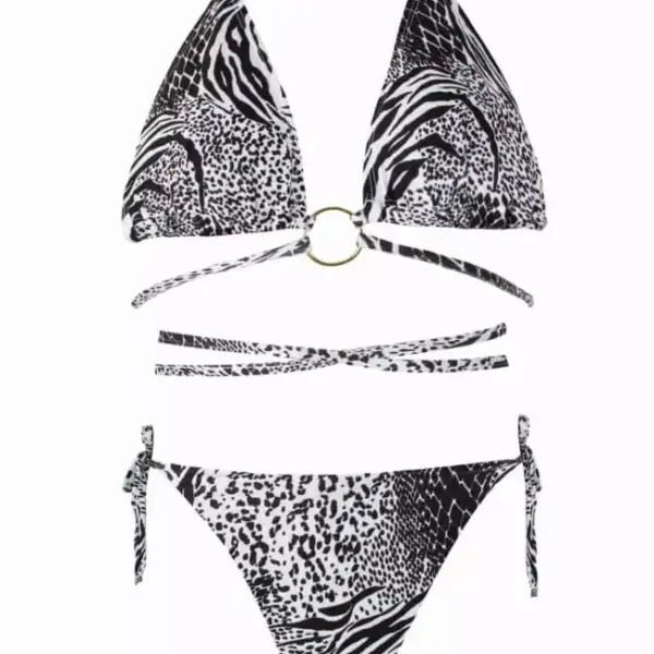 gigi bikinis Μαγιό Σετ Μπικίνι Τριγωνάκι με Παρεό 3471822 Λευκό/Μαύρο