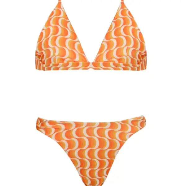 gigi bikinis Μαγιό Σετ Μπικίνι wave print με Παρεό 3533035 Πορτοκαλί