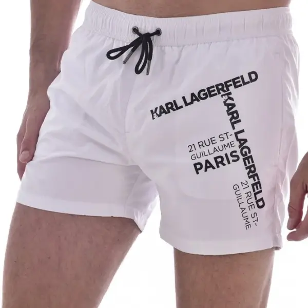 karl lagerfeld Ανδρικό Μαγιό Σορτς kl22mbs06 white Λευκό με Σχέδια