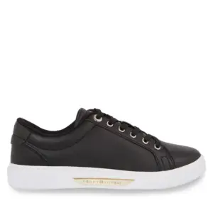 tommy hilfiger Γυναικεία Αθλητικά golden hw court sneaker black/gold fw0fw07560 0gs Μαύρο