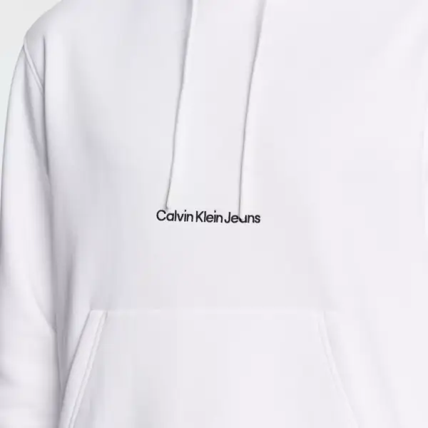 calvin klein Ανδρικό Φούτερ με Κουκούλα και Τσέπες institutional j30j322894 yaf Λευκό