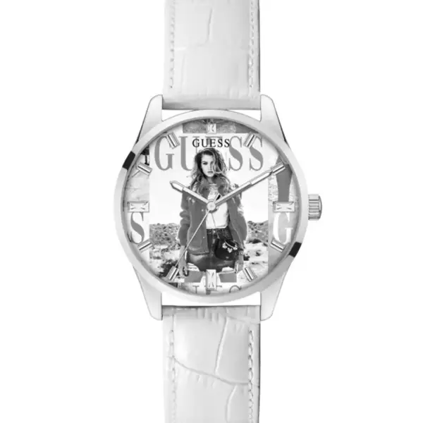 guess Ρολόι 36mm με Δερμάτινο Λουράκι σε Λευκό χρώμα