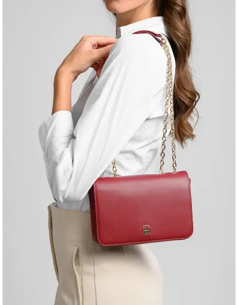 tommy hilfiger Γυναικεία Τσάντα Χιαστί th timeless chain crossover aw0aw13172 xjs Μπορντό