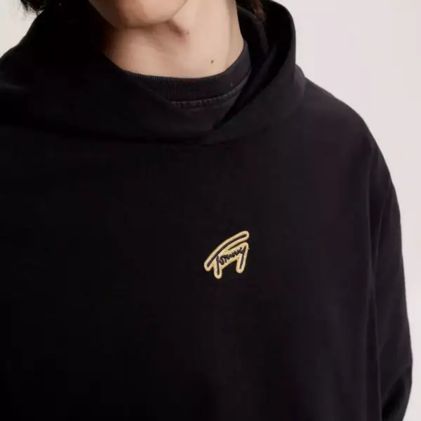 tommy hilfiger Ανδρικό Φούτερ με Κουκούλα tjm rlx signature hoodie dm0dm17785 bds Μαύρο