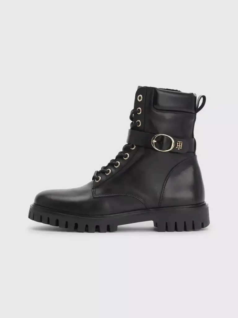 Tommy Hilfiger - Δερμάτινα Γυναικεία Αρβυλάκια Buckle Lace Up Boot FW0FW06734-BDS Μαύρα