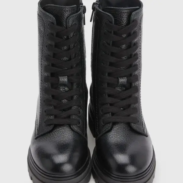 tommy hilfiger Δερμάτινα Γυναικεία Αρβυλάκια monochromatic lace up boot fw0fw06732 bds Μαύρα