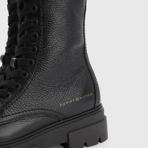 tommy hilfiger Δερμάτινα Γυναικεία Αρβυλάκια monochromatic lace up boot fw0fw06732 bds Μαύρα
