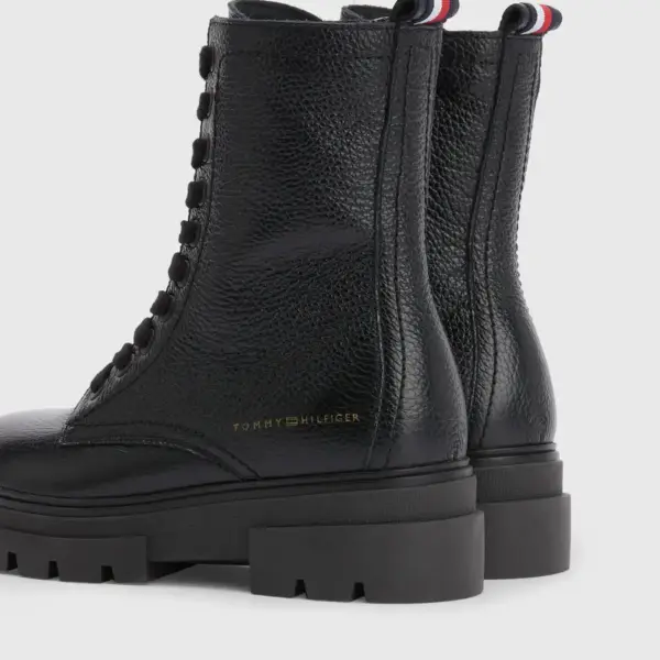 tommy hilfiger Δερμάτινα Γυναικεία Αρβυλάκια monochromatic lace up boot fw0fw06732 bds Μαύρα