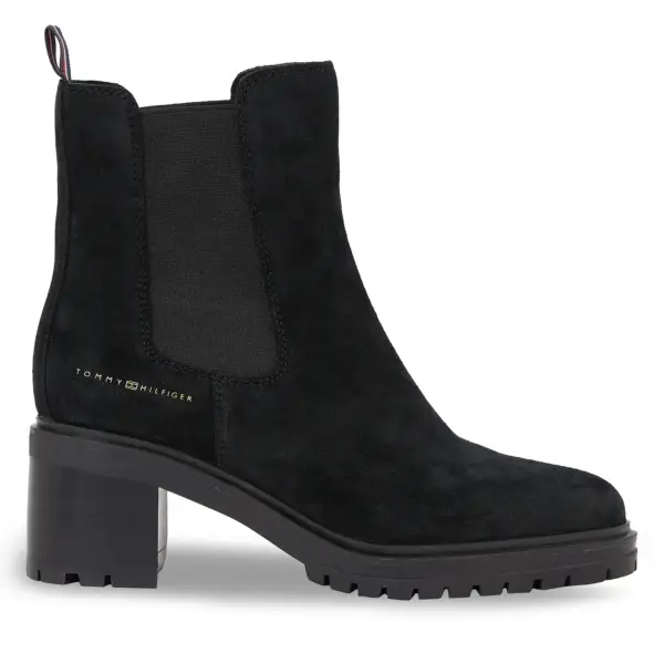 tommy hilfiger essential suede Γυναικεία chelsea Μποτάκια με Μεσαίο Τακούνι fw0fw07522 bds Μαύρα