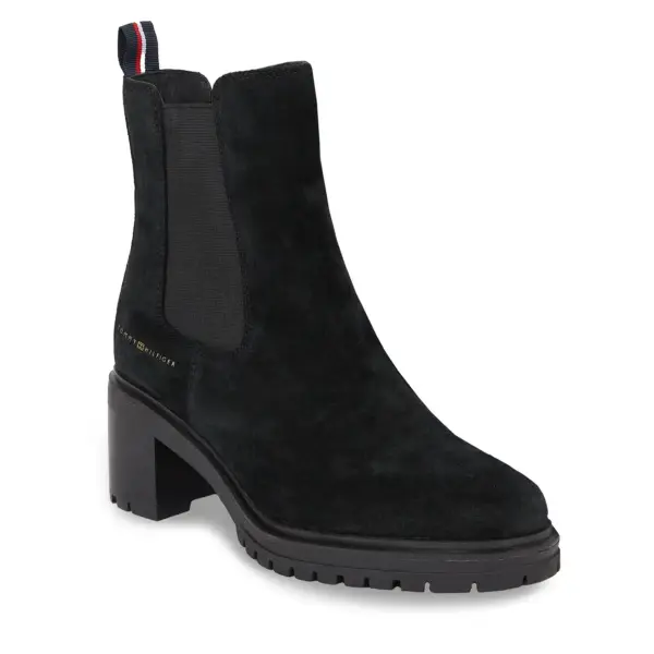 tommy hilfiger essential suede Γυναικεία chelsea Μποτάκια με Μεσαίο Τακούνι fw0fw07522 bds Μαύρα