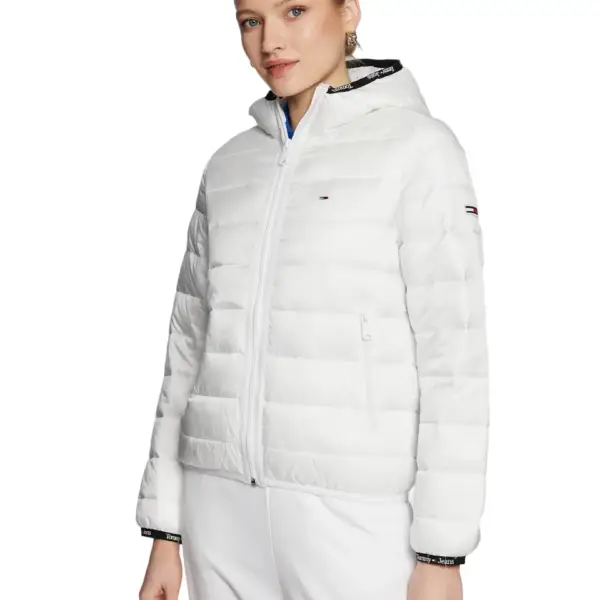 tommy hilfiger Γυναικείο Μπουφάν Πουπουλένιο tjw quilted tape hooded dw0dw15168 ybr Λευκό