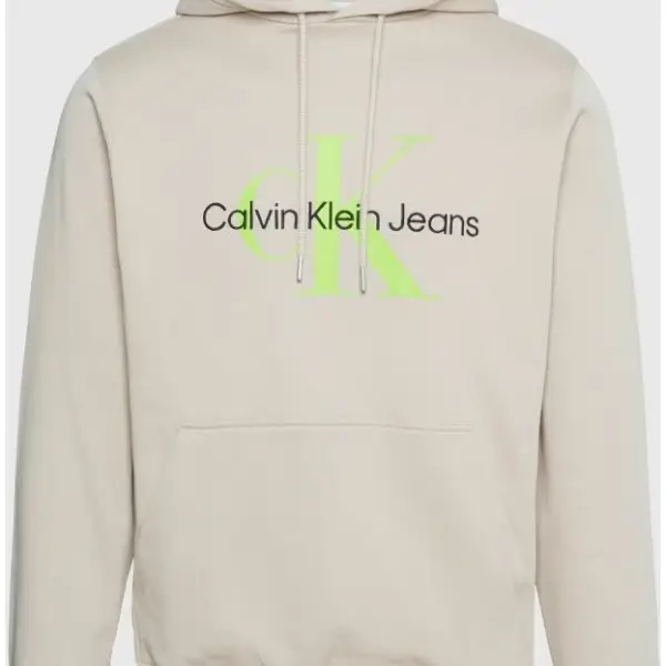 calvin klein Ανδρικό Φούτερ με Κουκούλα j30j320805 0io Μπεζ