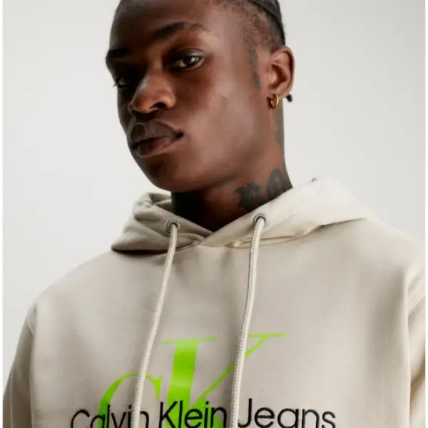 calvin klein Ανδρικό Φούτερ με Κουκούλα j30j320805 0io Μπεζ