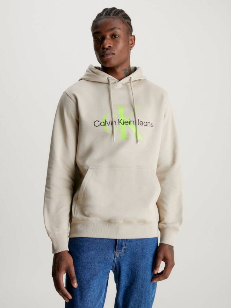 calvin klein Ανδρικό Φούτερ με Κουκούλα j30j320805 0io Μπεζ