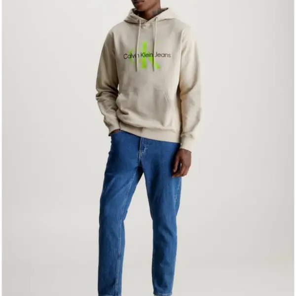 calvin klein Ανδρικό Φούτερ με Κουκούλα j30j320805 0io Μπεζ