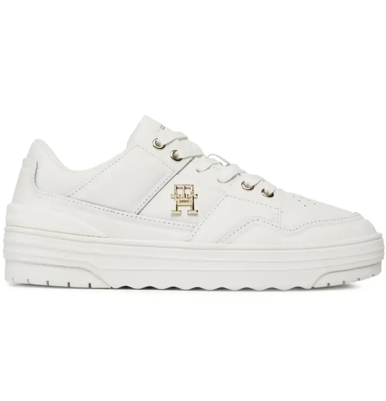 Tommy Hilfiger - Δερμάτινα Γυναικεία Sneakers Th Monogram Basket Sneaker Lo FW0FW07756-YBL Εκρού