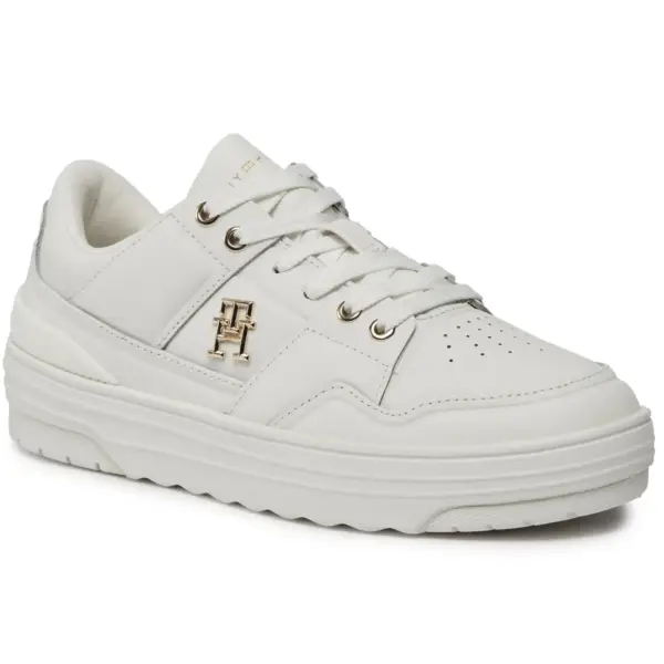 tommy hilfiger Δερμάτινα sneakers th monogram basket sneaker lo fw0fw07756 ybl Εκρού