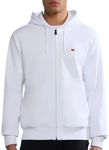napapijri Ανδρική Ζακέτα balis full zip με Φερμουάρ και Κουκούλα regular fit np0a4hhv 002 Λευκό