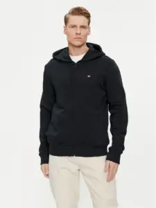 napapijri Ανδρική Ζακέτα balis full zip με Φερμουάρ και Κουκούλα regular fit np0a4hhv 041 mαύρο