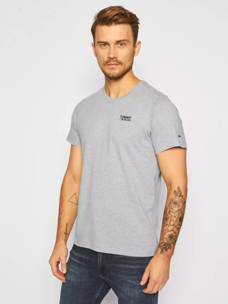Tommy Hilfiger - Ανδρικό T-Shirt Corp Logo C Neck Regular Fit DM0DM09588-P01 Γκρι