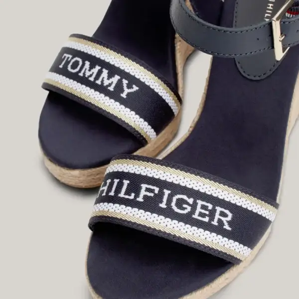 Tommy Hilfiger - Καλοκαιρινές Γυναικείες Πλατφόρμες Monotype Webbing Wedge Sandal FW0FW08046-DW6 Μπλε Ναυτικό