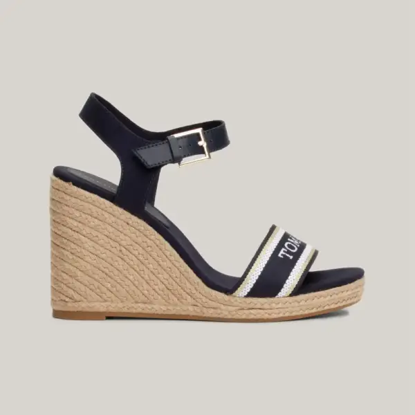 Tommy Hilfiger - Καλοκαιρινές Γυναικείες Πλατφόρμες Monotype Webbing Wedge Sandal FW0FW08046-DW6 Μπλε Ναυτικό