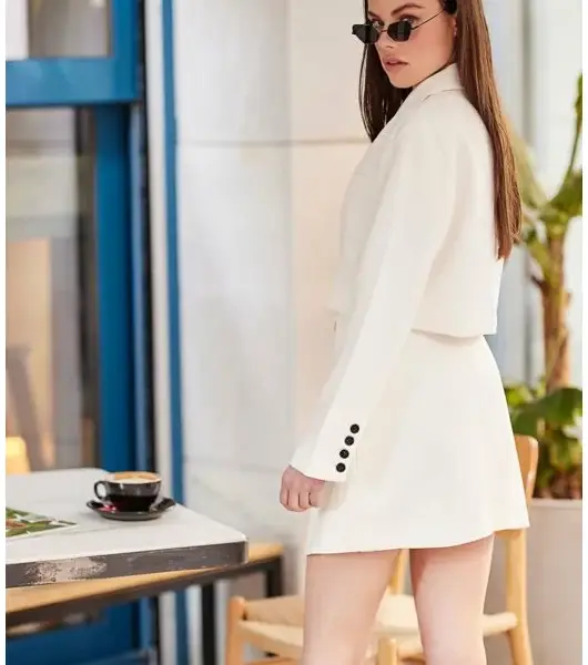 Cento - Blazer cropped με κούμπωμα 1502903-100 Λευκό 1502903-100
