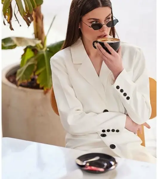 Cento - Blazer cropped με κούμπωμα 1502903-100 Λευκό 1502903-100