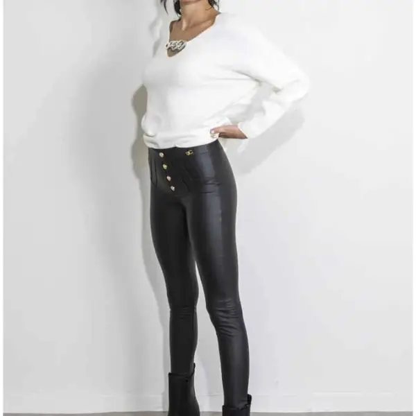 Cento - Koλάν leather με κουμπιά 1303019-999 Μαύρο 1303019-999