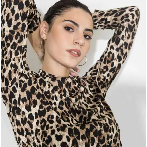 Cento - Tοπ animal print 1003022-405 Κάμελ 1003022-405