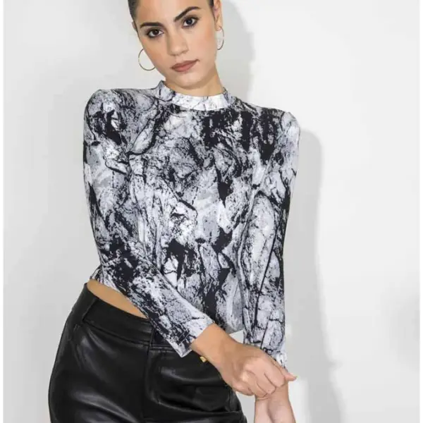 Cento - Tοπ animal print 1003022-802 Γκρι 1003022-802