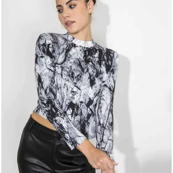 Cento - Tοπ animal print 1003022-802 Γκρι 1003022-802