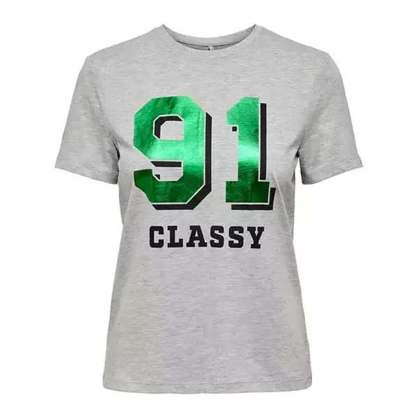 Only - Γυναικείο T-shirt με Στάμπα Mindie Tee Classy 91 15274765 Γκρι