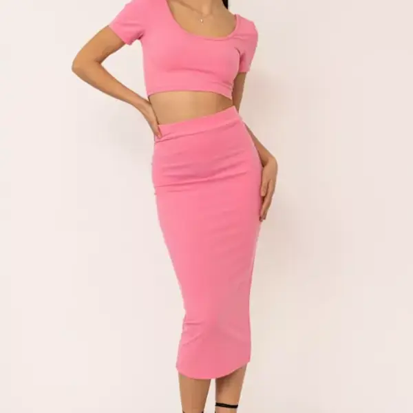 Luigi - Σετ Ρούχων Ριπ Crop Top & Φούστα 3818507 Ροζ 3818507