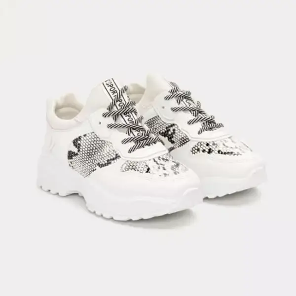 Luigi - Γυναικεία Sneakers με Λεπτομέρεια Snake Print 3877704 Λευκό 3877704