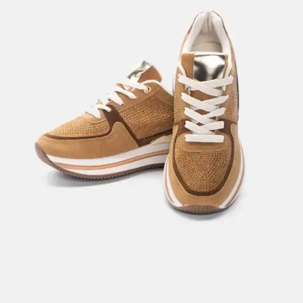Luigi - Γυναικεία Sneakers σε Συνδυασμό Χρωμάτων με Strass 3885718 Κάμελ 3885718