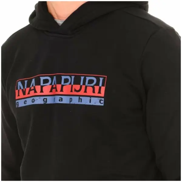 Napapijri - Ανδρικό Φούτερ με Κουκούλα και Τσέπες NP0A4EZ8-041 Μαύρο NP0A4EZ8041