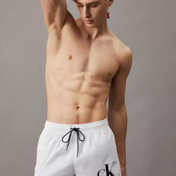 Calvin Klein - Ανδρικό Μαγιό Σορτς Drawstring KM0KM01015-YCD Λευκό