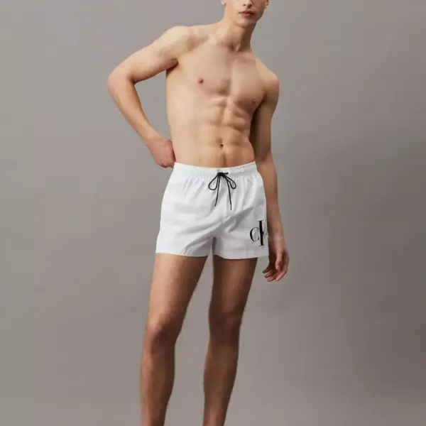 Calvin Klein - Ανδρικό Μαγιό Σορτς Drawstring KM0KM01015-YCD Λευκό