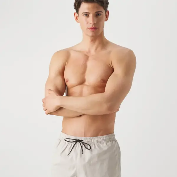 Calvin Klein - Ανδρικό Μαγιό Σορτς Μεσαίου Μήκους Με Κορδόνι KM0KM00967-PE0 Μπέζ