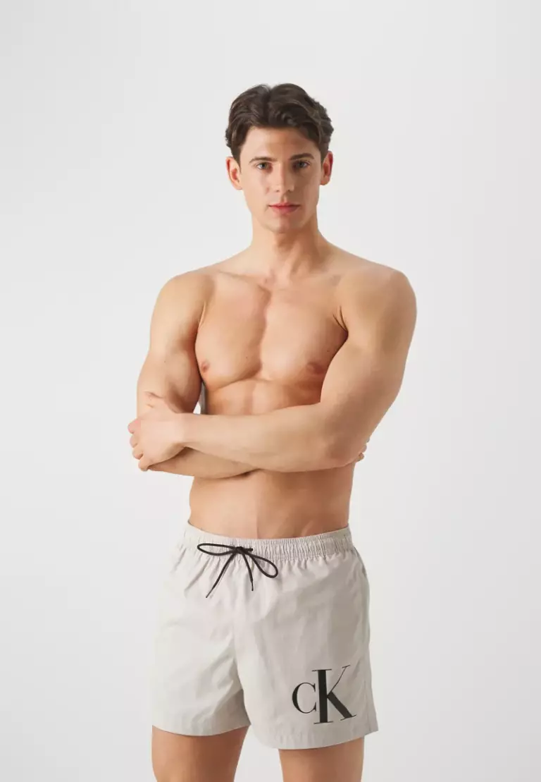 Calvin Klein - Ανδρικό Μαγιό Σορτς Μεσαίου Μήκους Με Κορδόνι KM0KM00967-PE0 Μπέζ