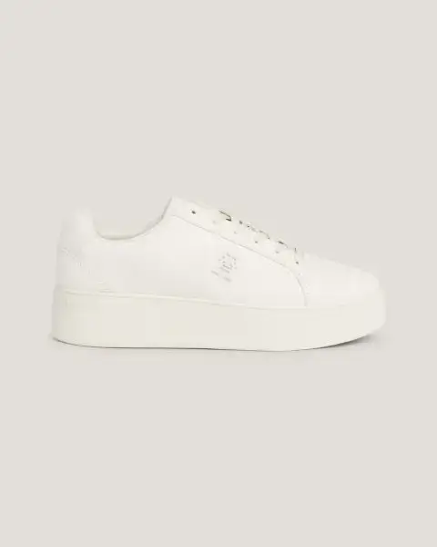 Tommy Hilfiger - Γυναικεία Δερμάτινα Sneakers Platform Court Nubuck FW0FW07912-YBL Εκρού