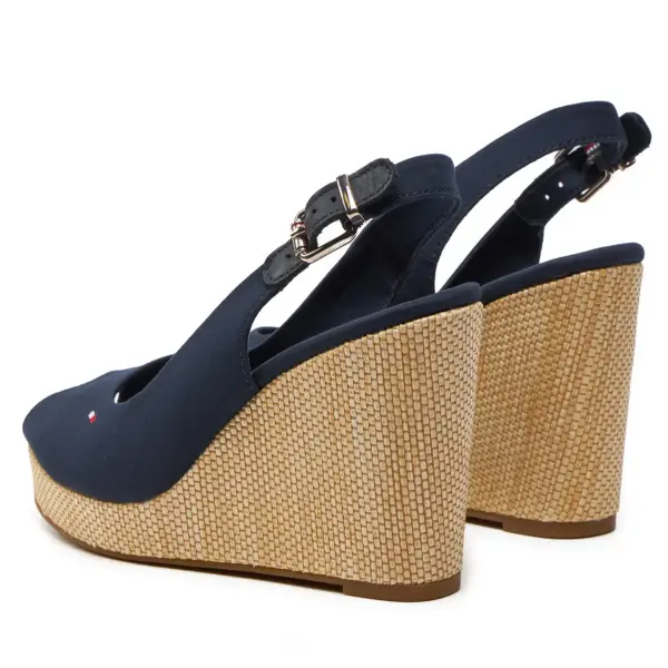 Tommy Hilfiger - Καλοκαιρινές Γυναικείες Πλατφόρμες Iconic Elena Sling Back Wedge FW0FW04789-DW6 Μπλε Σκούρο
