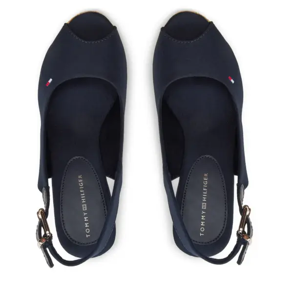 Tommy Hilfiger - Καλοκαιρινές Γυναικείες Πλατφόρμες Iconic Elena Sling Back Wedge FW0FW04789-DW6 Μπλε Σκούρο