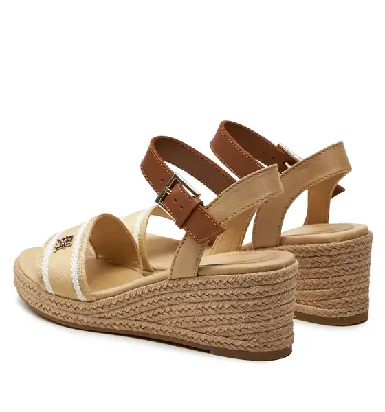 Tommy Hilfiger - Καλοκαιρινές Γυναικείες Πλατφόρμες Webbing Wedge Sandal FW0FW08044-ACR Μπεζ FW0FW08044-ACR
