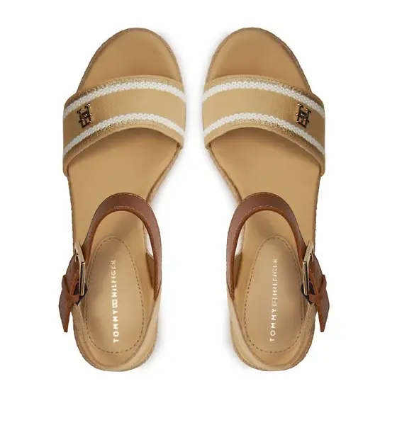 Tommy Hilfiger - Καλοκαιρινές Γυναικείες Πλατφόρμες Webbing Wedge Sandal FW0FW08044-ACR Μπεζ