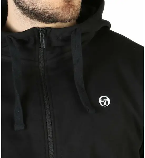 Sergio Tacchini - Ανδρική Φούτερ Ζακέτα με Κουκούλα και Τσέπες 103-10001-0002 Μαύρο 103-10001-0002