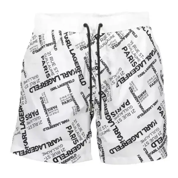 Karl Lagerfeld - Ανδρικό Μαγιό Σορτς KL21MBM14-WHITE Λευκό με Σχέδια KL21MBM14-WHITE