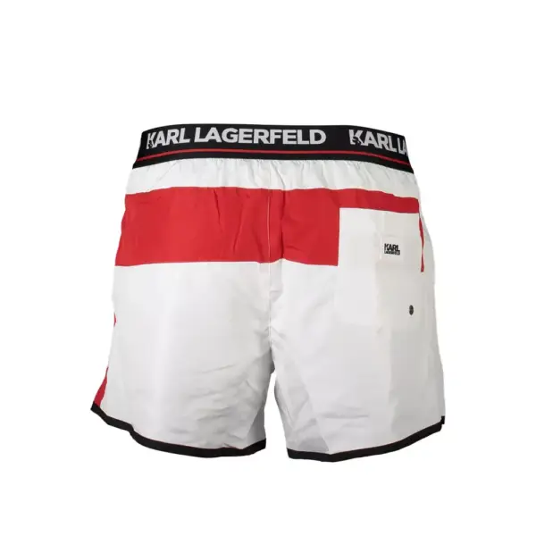 Karl Lagerfeld - Ανδρικό Μαγιό Σορτς με Ρίγες KL21MBS04-WHITE Λευκό KL21MBS04-WHITE