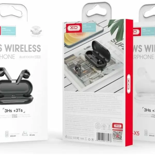 XO X5 Earbud Bluetooth Handsfree Ακουστικά με Θήκη Φόρτισης Μαύρα 16.003.0045